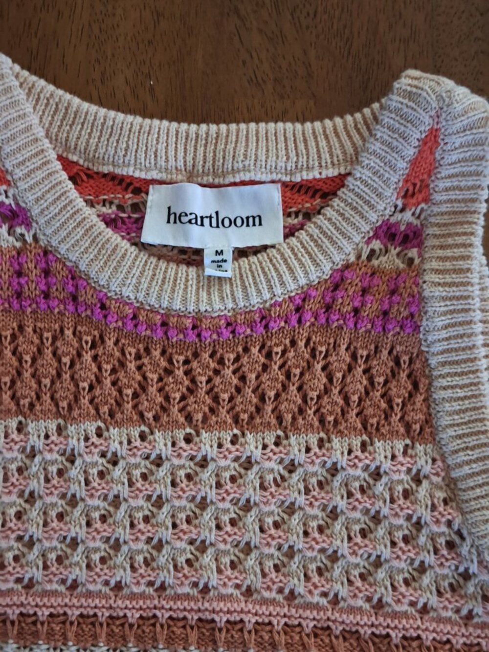 Heartloom The Kenzie Tank Small Crochet, knit Boho, fisherman Cotton Sleeveless - Picture 4 of 9